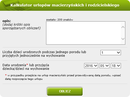 Kalkulator Urlopu Macierzyńskiego I Rodzicielskiego – Www.kalkulatorypodatkowe.pl