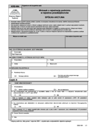 KRS-W4 - Wniosek o rejestrację podmiotu w rejestrze przedsiębiorców - spółka akcyjna - druki GOFIN