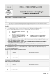 KRS-ZM - Zmiana - przedmiot działalności - załącznik do wniosku o zmianę danych w rejestrze przedsiębiorców - druki GOFIN