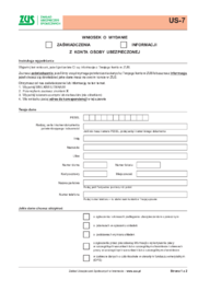 ZUS US-7 - Wniosek o wydanie zaświadczenia / informacji z konta osoby ubezpieczonej - druki GOFIN