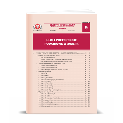 Dodatek BI 09/2025 - Ulgi i preferencje podatkowe w 2025 r.